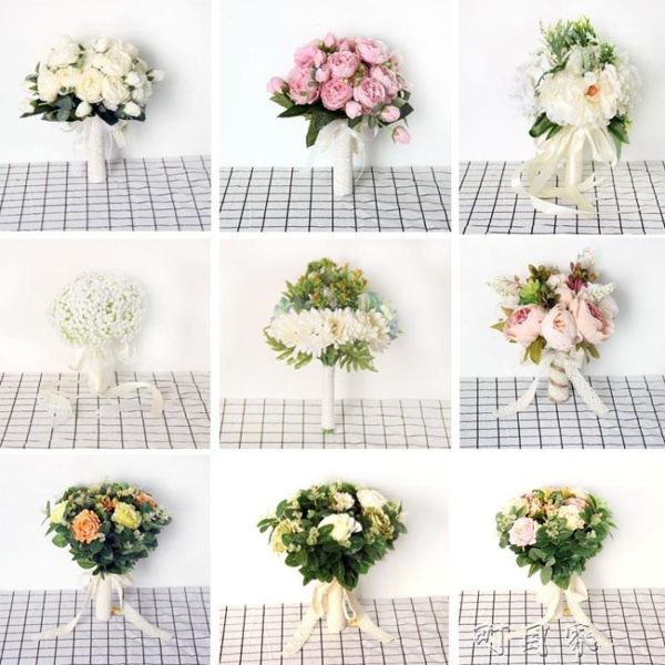 婚紗攝影道具手捧花影樓拍照道具婚禮結婚伴娘團仿真新娘手捧花 盯目家~