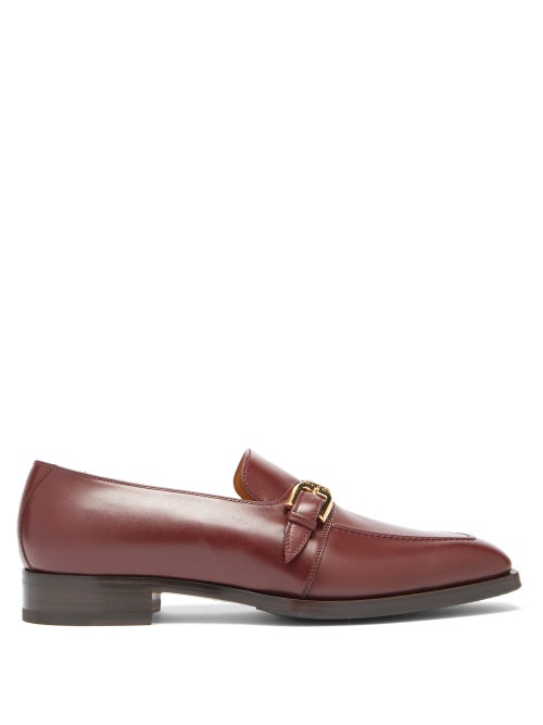 Gucci - Zola Buckled Leather Loafers - Mens - Burgundy