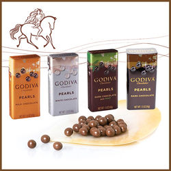 ◎GODIVA PEARLS珍珠巧克力|◎比利時頂級巧克力|◎精緻鐵盒，隨身攜帶四種口味，任君挑選重量：43g/盒尺寸：4cmx2cmx8.5cm保存期：455天