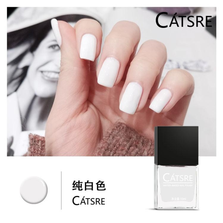 指甲油健康水性可剝無毒白色指甲油白色純白色可撕拉乳白色指甲油 - 純白色