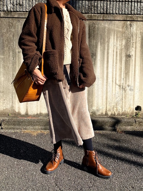 思夢樂 棕色厚重款有領毛絨外套