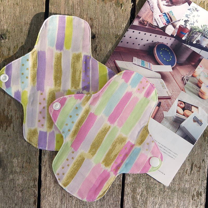 布衛生棉_環保布棉 / 燙金粉彩筆刷 (兩片組)