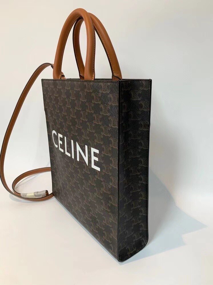 【Chiu189英歐代購】Celine 191542 TRIOMPHE 帆布 小型 直式 CABAS 購物袋 手提包