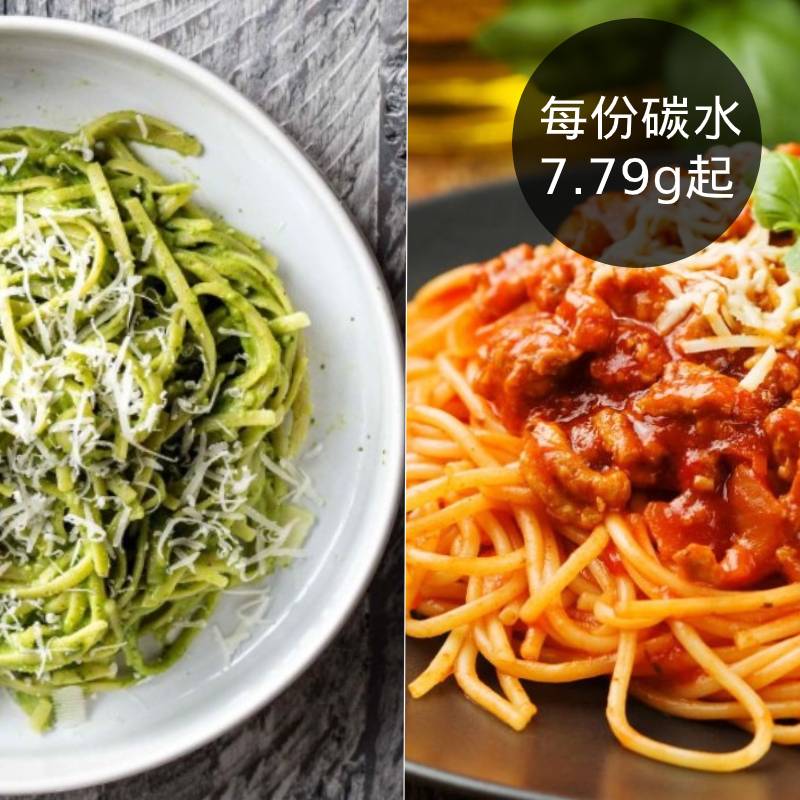 ．青醬每份 碳水 7.79g ｜熱量 73 kcal ｜蛋白質 0.66g．紅醬每份 碳水 11.4g ｜熱量 66.9 kcal ｜蛋白質 1.93g ．解凍後再添加各類肉品或是海鮮類商品去跟麵體拌