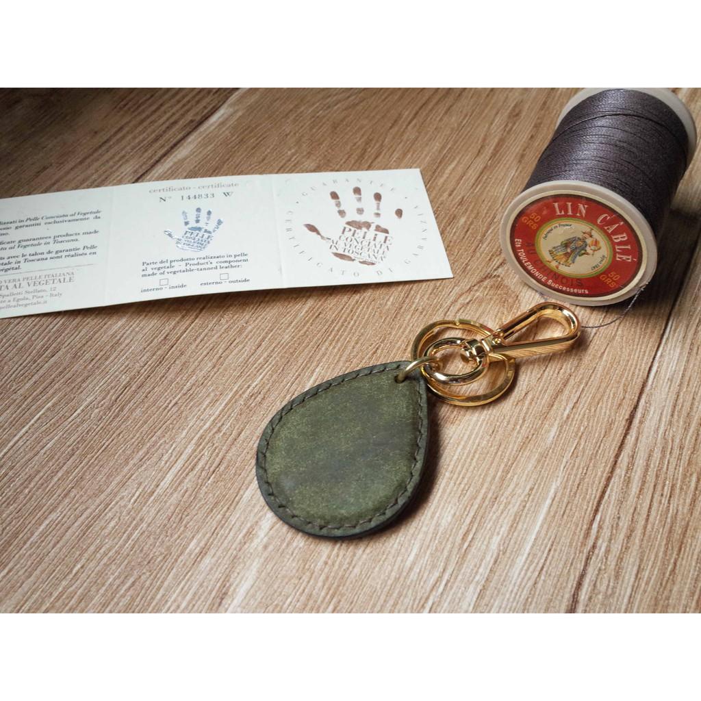 Badalassi pueblo磨砂皮 悠遊卡晶片吊飾－水滴造型款－綠色