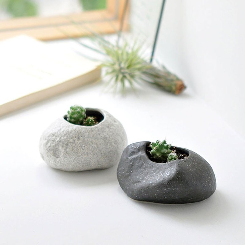 Rock Stone 石頭造型陶瓷植栽盆器 / 仙人掌 (四款)