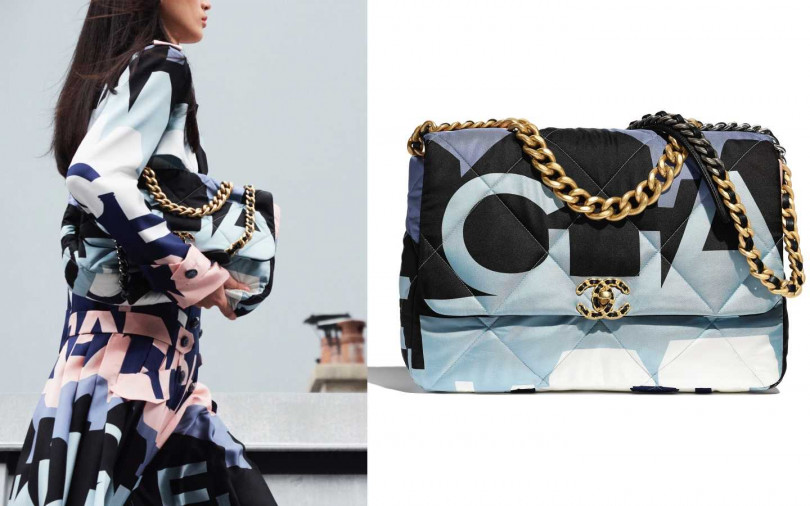 CHANEL特別為2020春夏打造的特殊天際線LOGO印花。CHANEL 19包／151,300元（圖／品牌提供）