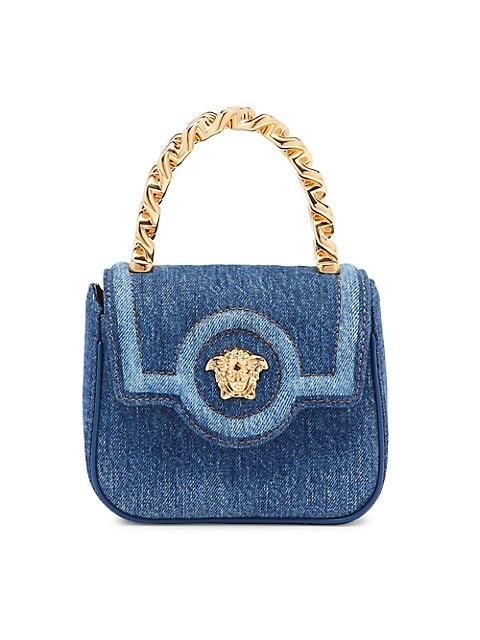 Mini La Medusa Denim Top Handle Bag