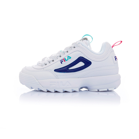 FILA DISRUPTOR2 女草寫復古運動鞋(鋸齒鞋/老爹鞋)-白 / 紫 5-C113T-169