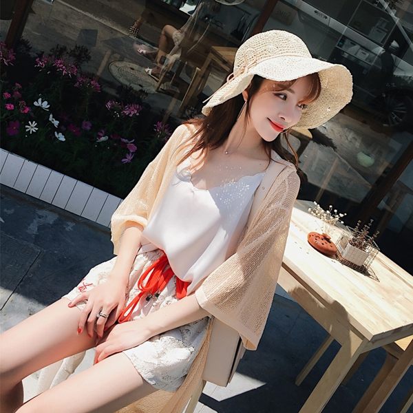 夏薄款中長款防曬衫針織開襟外套女空調衫