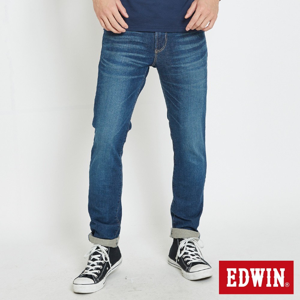 EDWIN 503基本五袋窄直筒牛仔褲(中古藍)-男款