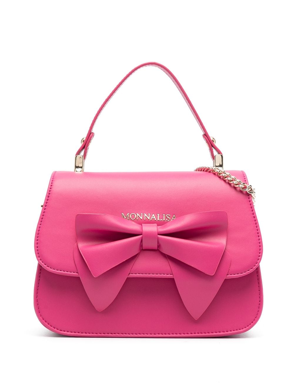 Monnalisa - bow-detailed leather shoulder bag - kids - Polyester/Calf Leather - One Size - Pink