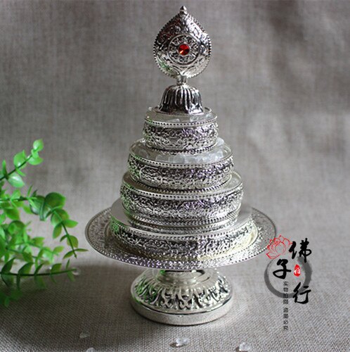 鎏金鍍金銅八吉祥曼扎盤 曼茶羅 曼達盤 大盤直徑9.3cm帶托盤寶石