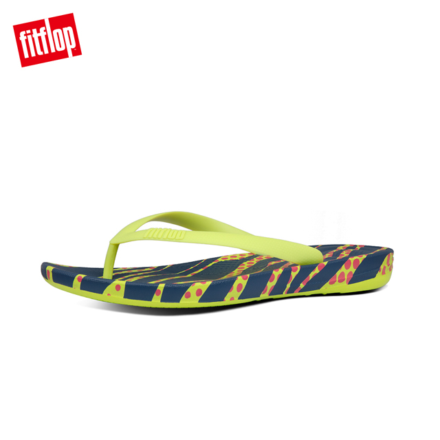 【FitFlop】IQUSHION MENS ERGONOMIC FLIP-FLOPS 輕量人體工學戲水夾腳拖-男(萊姆綠/大西洋藍)