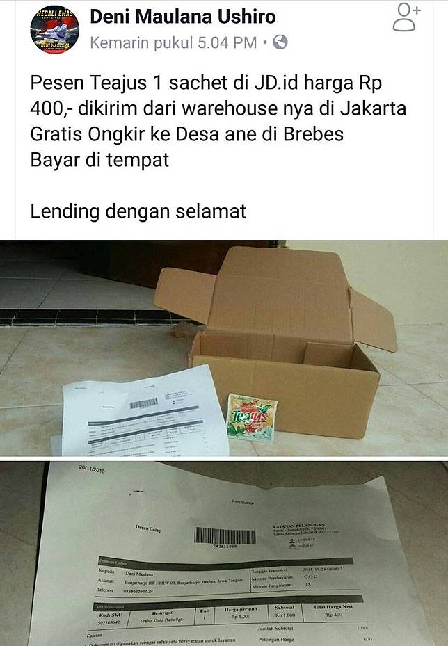 Memesan teajus online via (Facebook/Deni Maulana Ushiro)