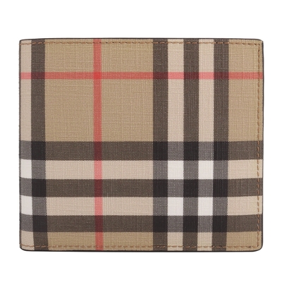 BURBERRY 經典Vintage PVC格紋8卡男短夾(卡其色)