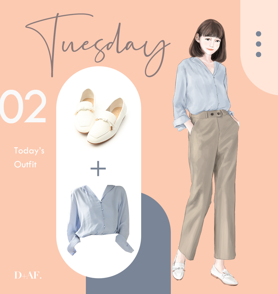 百搭樂福鞋一週穿搭 手繪穿搭02