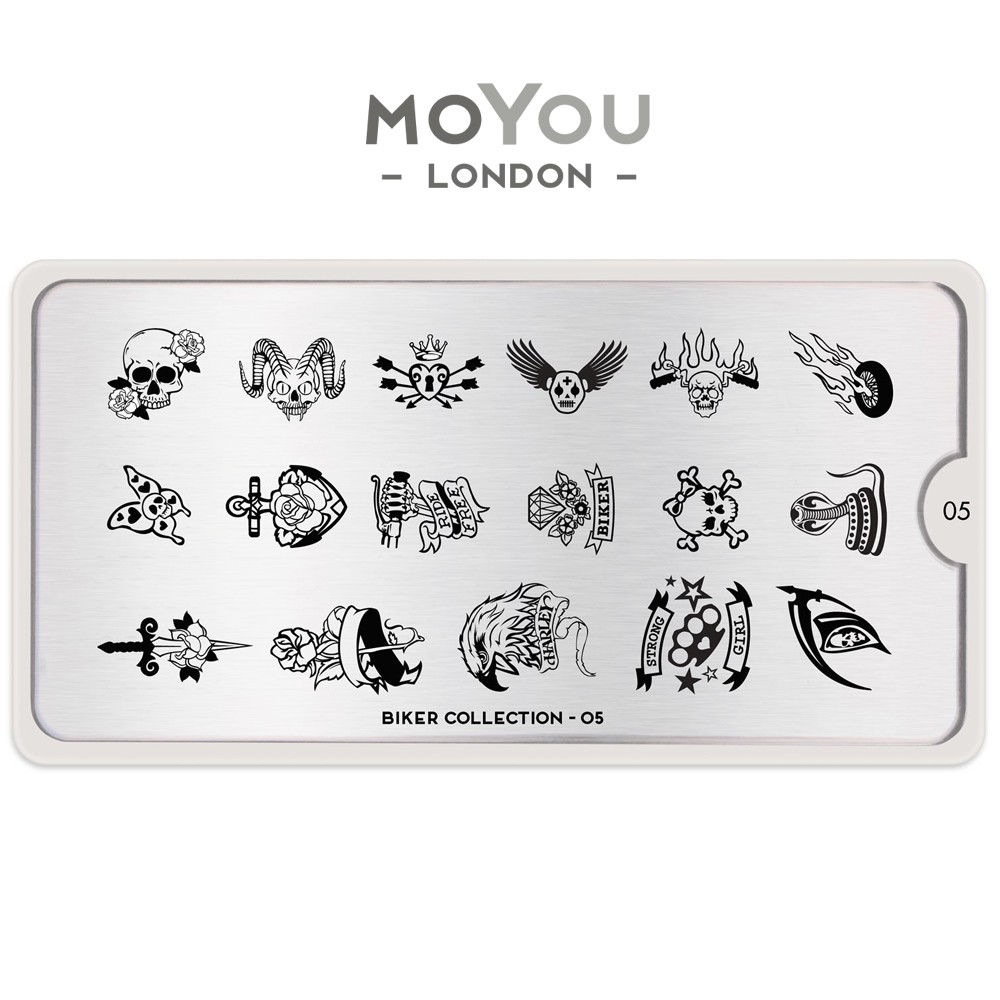 MoYou指彩印花MoYou-London Nail Art Image Plate Biker Collection.狂野騎士風Biker系列沒錯！！我的摩托車酷到不行！不過我喜歡所有跟摩托車有關的