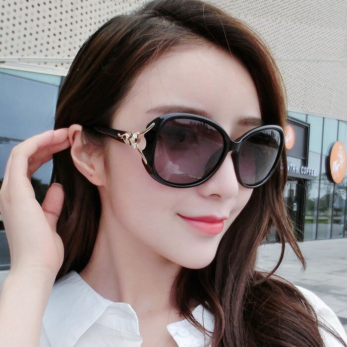 糖衣子輕鬆購【WE0140】經典百搭時尚狐狸頭鑲鑽太陽眼鏡女士大框偏光墨鏡