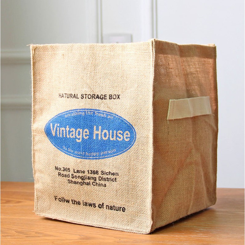 創意折疊棉麻收納盒【0054】 ZAKKA雜物整理 衣物儲物袋可折疊黃麻收納盒 雜物內衣分類整理筐XXXXXXXXXXX