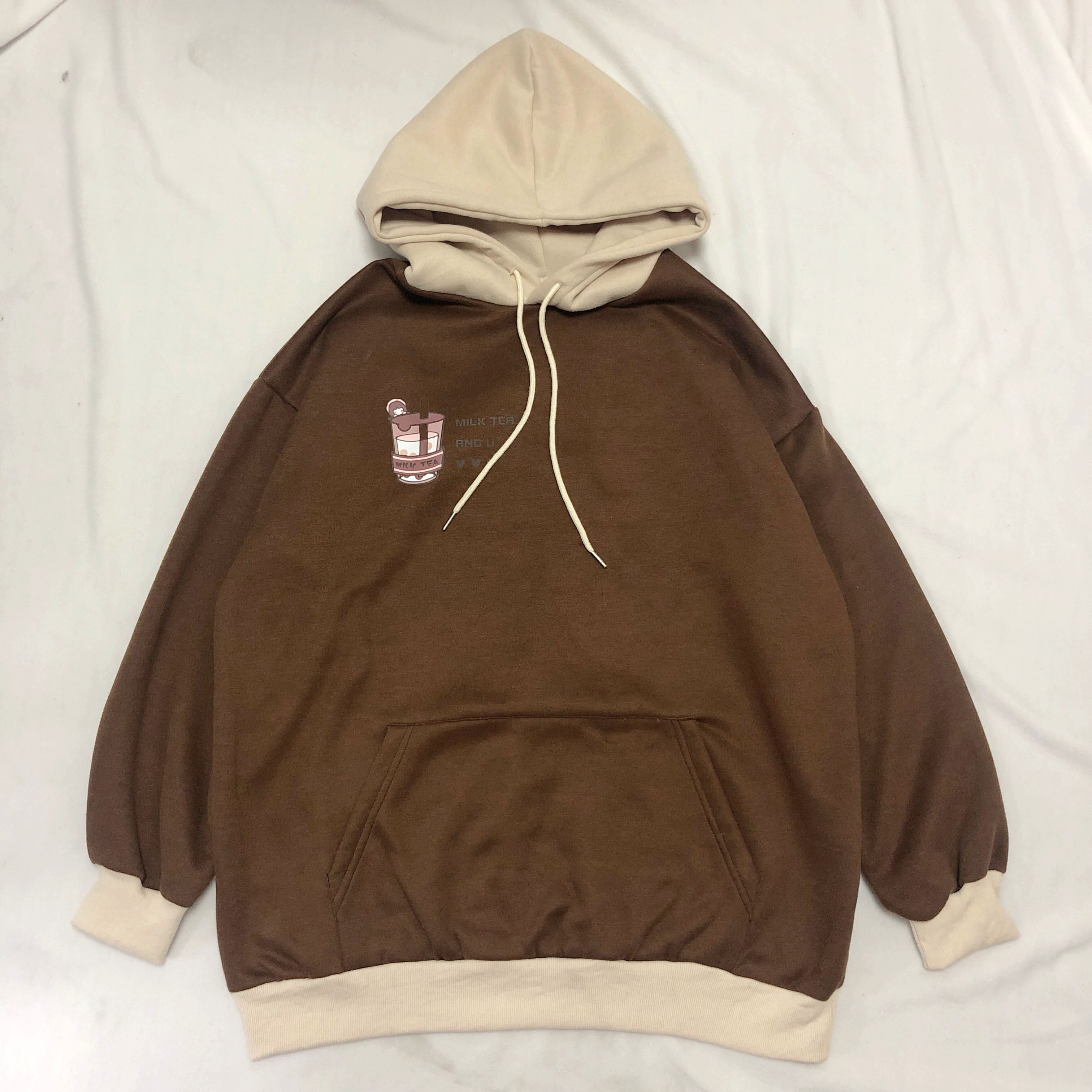 韓菇涼{現貨}~原創設計Lolita黑糖珍珠奶茶洋裝情侶長袖OP連衣裙