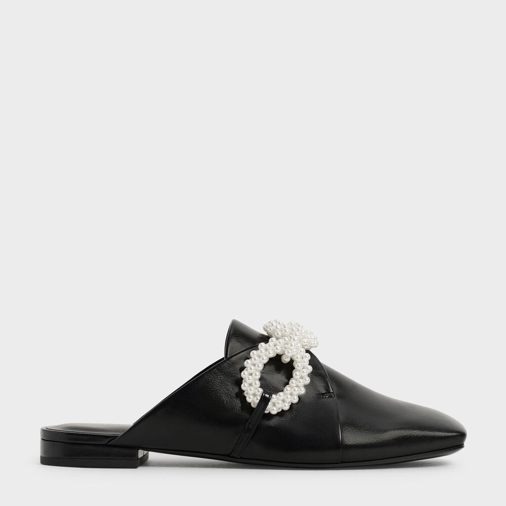 Perline 珍珠飾鍊穆勒鞋