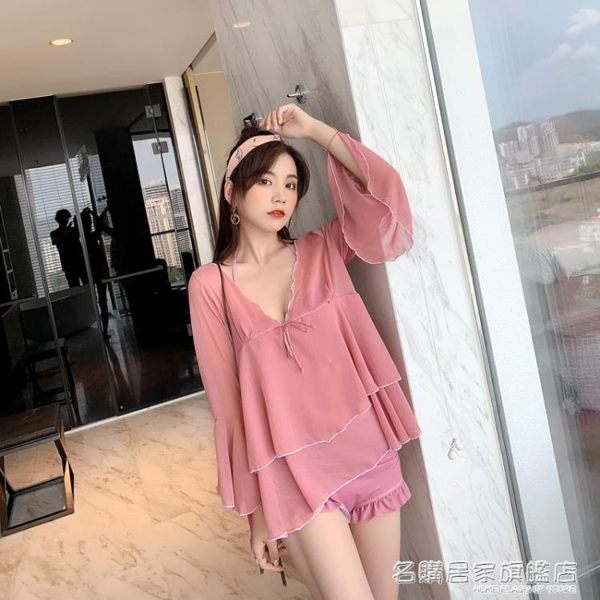 女士泳衣 泳衣女新款三件套韓國ins遮肚顯瘦性感可愛日系溫泉分體游裝 名購居家