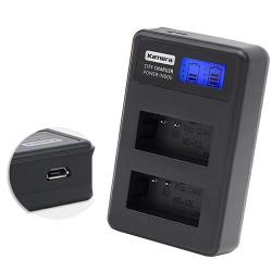 ◎一年原廠保固|◎Micro USB 輸入充電,支援各式充電;行動電源也能充|◎USB充電頭可以使用一般手機用AC頭品牌：Kamera型號：液晶雙槽充電器輸入：5V-2A10W輸出：8.4V-0.6A