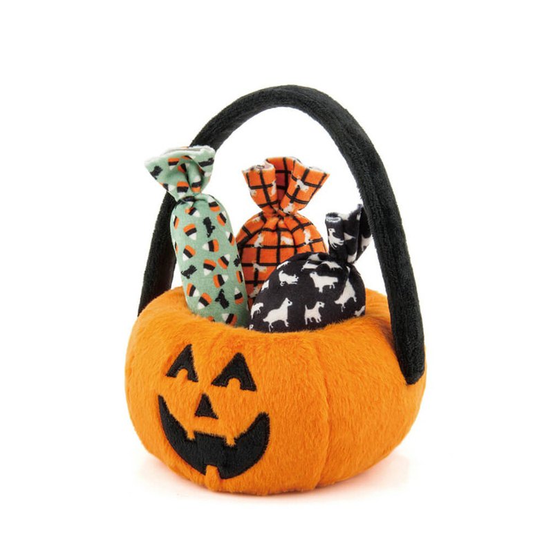 寵物玩具 萬聖節禮盒 南瓜籃 啾啾聲 4件組