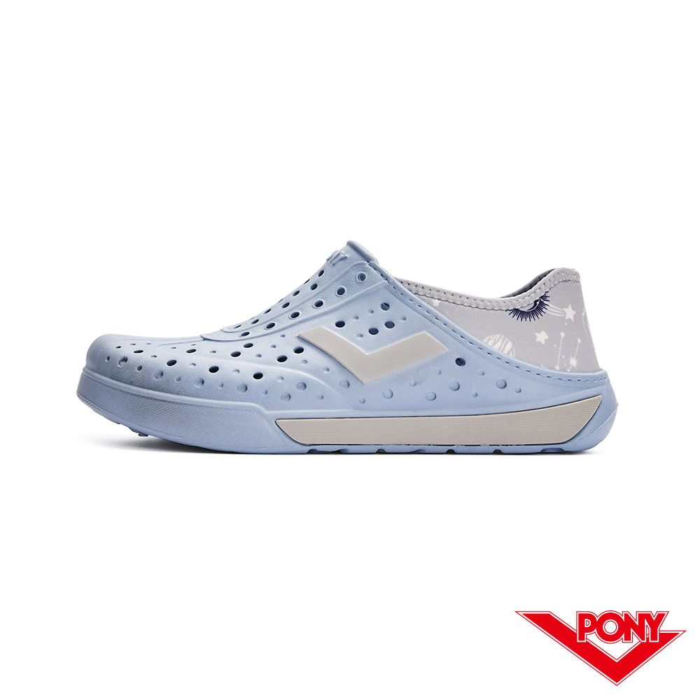 【PONY】ENJOY踩後跟洞洞鞋 雨鞋 晴雨鞋 銀河系 中性款-藍灰