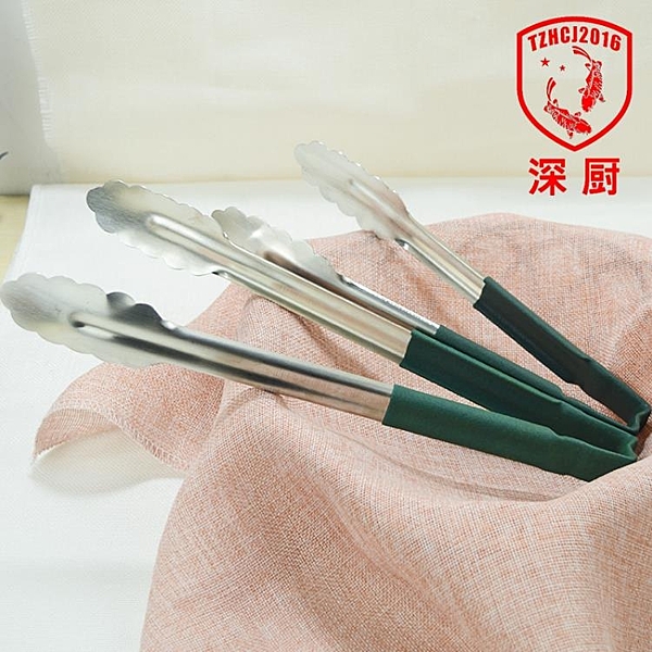 不銹鋼進口包夾食品夾子烘焙面包夾燒烤夾自助餐餐夾浸膠柄