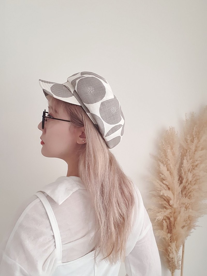 【HiGh MaLi】日系拼布/寬帽沿/報童帽/灰色紅豆麵包 #日本設計師