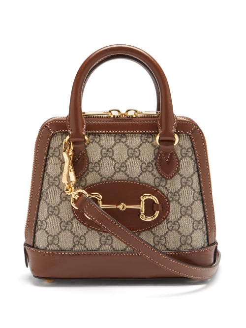 Gucci - 1955 Horsebit Gg Supreme Mini Leather Bag - Womens - Brown Multi