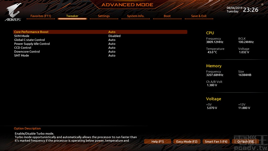 ▲ Advanced CPU Settings 提供有關電源、核心數量、同步多執行緒等功能控制。
