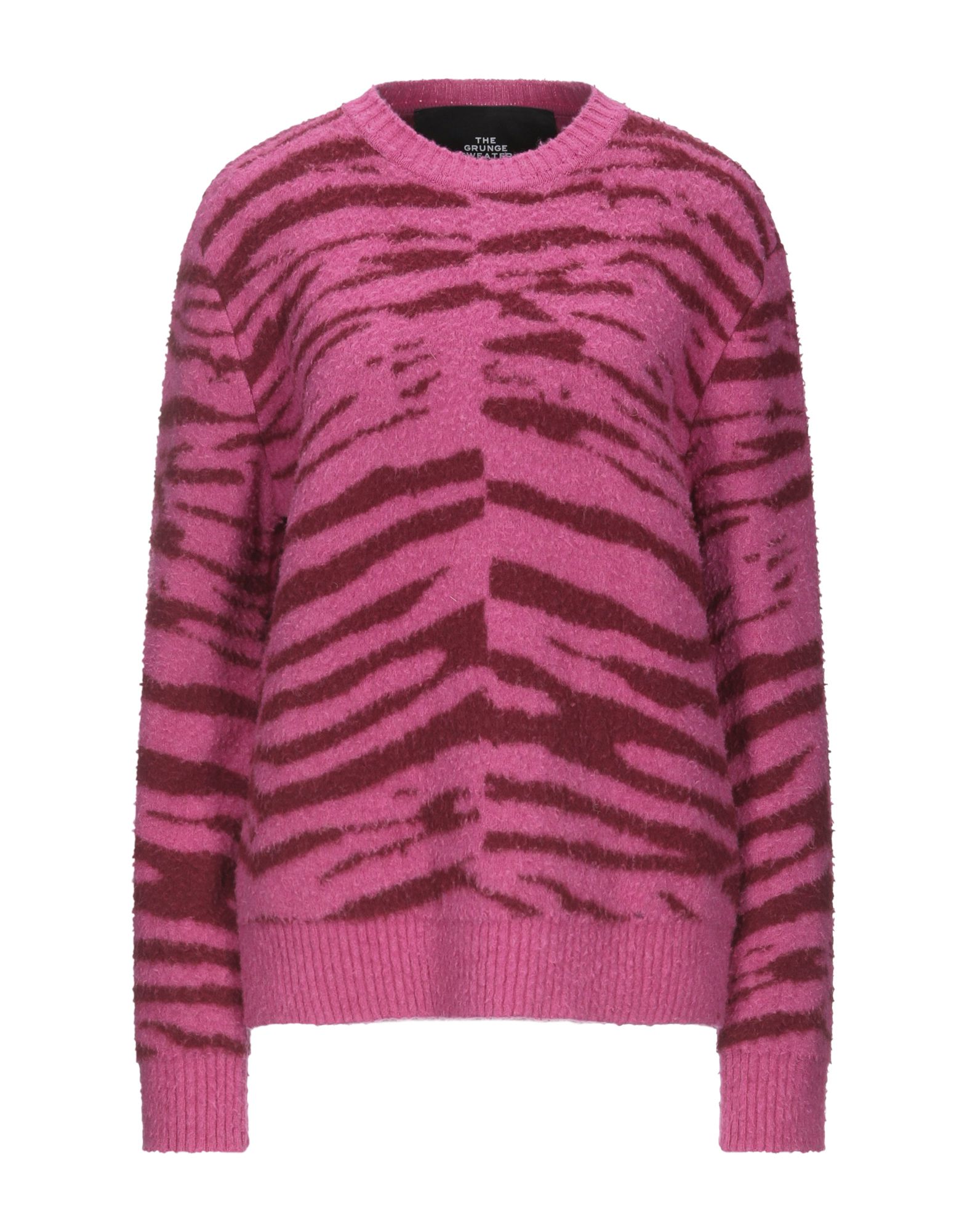 knitted, no appliqués, lightweight knit, round collar, two-tone, long sleeves, no pockets.