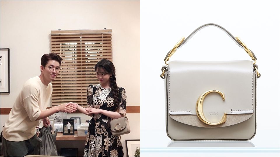 Chloe ''Chloe C''灰色迷你小方包，NT$44,400。
