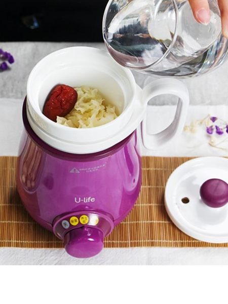 陶瓷電熱杯迷你辦公室養生杯熱奶器電燉杯宿舍煮粥杯1人加熱水杯 薇薇