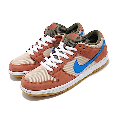 品牌: NIKE型號: BQ6817-201SB Dunk Low Pro經典款 低筒 麂皮 運動燈心絨 膠底 穿搭 棕 藍