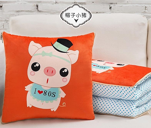 抱枕被子两用 办公车用法莱绒毯 促销中n暖手抱枕毯(三合一)