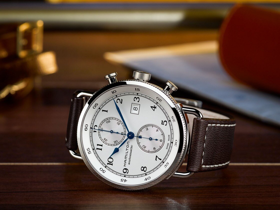 HAMILTON 漢米爾頓 紳仕三眼經典機械腕錶 H77706553 咖啡 44mm