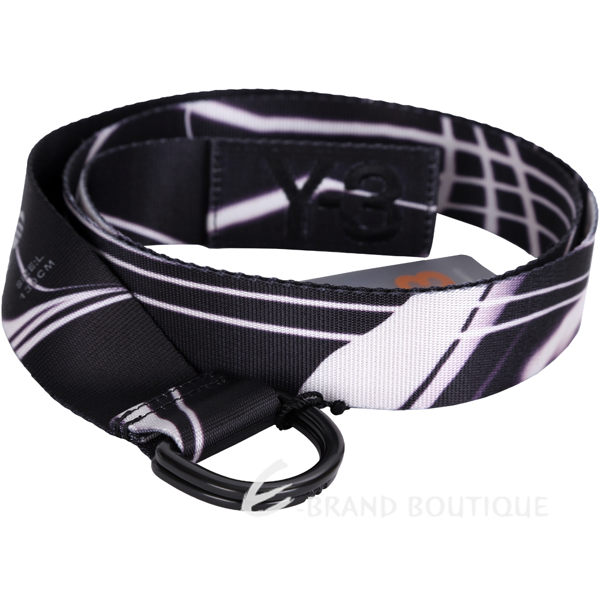 Y-3 WEBBING 黑白條紋織布腰帶 1620565-01