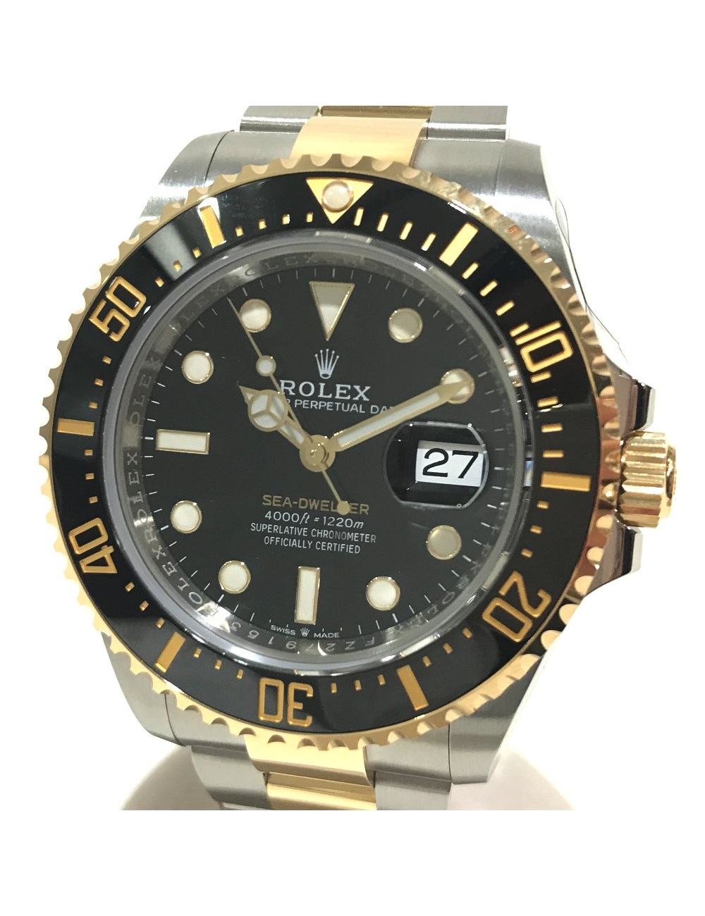 商店商品編號：1100128-16814 產品名稱：勞力士（Rolex）合併日期時堂誤差男士手錶腕錶 貨號：126603 碼：ランダム 顏色：金黃色x銀色錶盤：黑色 材質：K18黃金/ SS 尺寸（約