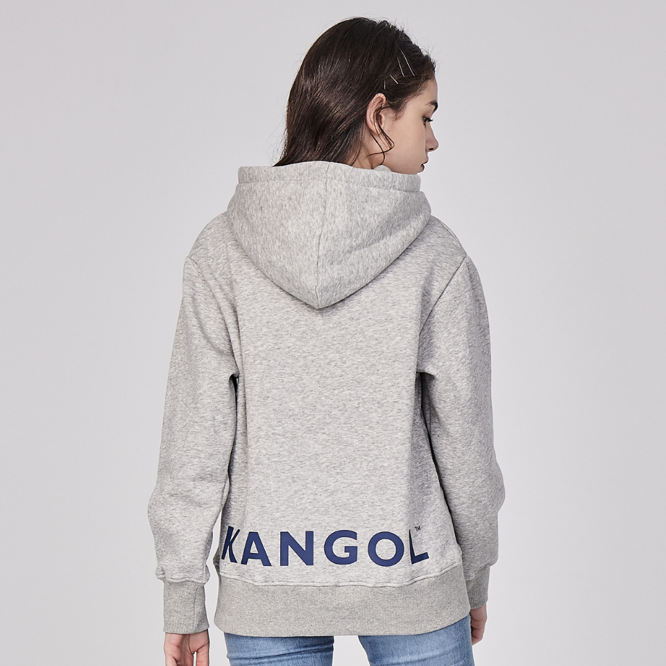 KANGOL-左胸小刺繡背後LOGO帽T-C版-灰色