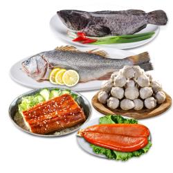 ◎本組合為彰化縣長王惠美，結合彰化區漁會推出年節禮盒，精選五件漁獲，包含加熱即食之浦燒鰻、烏魚子、虱目魚丸、石斑魚、鱸魚，由彰化區漁會嚴選新鮮素材，搭配頂級在地彰化魚產品，組合而成春節特級群鱻禮盒。|