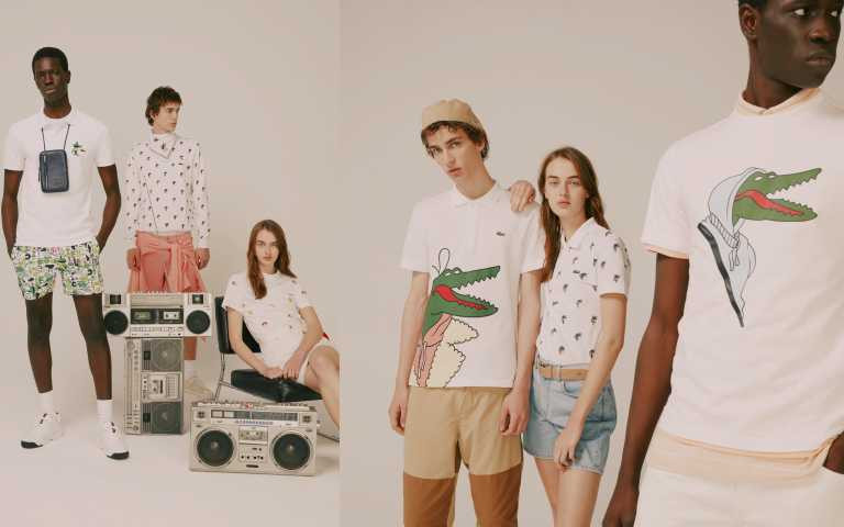 令人喜愛的「LACOSTE X CROCOSERIES 藝術家聯名系列」包括經典的 POLO 衫、T 恤、帽 T、大學 T、以及棒球帽、手錶、包袋、鞋履、鑰匙圈等，成衣到配飾一應具全。(圖／品牌提供)