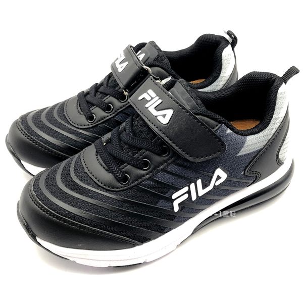 《7+1童鞋》FILA 3-J405T-041 膠條網布 氣墊鞋 運動鞋 慢跑鞋 4241 黑色