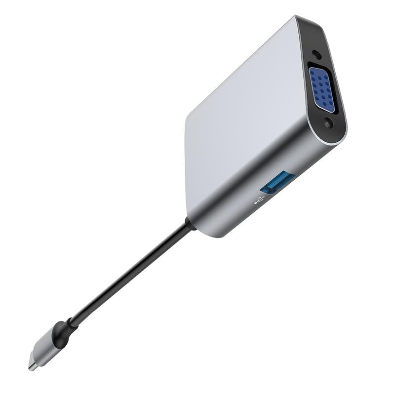 倍思Type-C轉換器USB蘋果Macbook電腦擴展塢VGA接頭網線HDMI接口pro新款air轉接mac拓展塢USB-C分線集線器HUB極有家