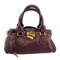 ⭐Chloe 酒紅色粒面牛皮Paddington鎖頭包(九成新展示品已經過專業臭氧紫外線清潔)