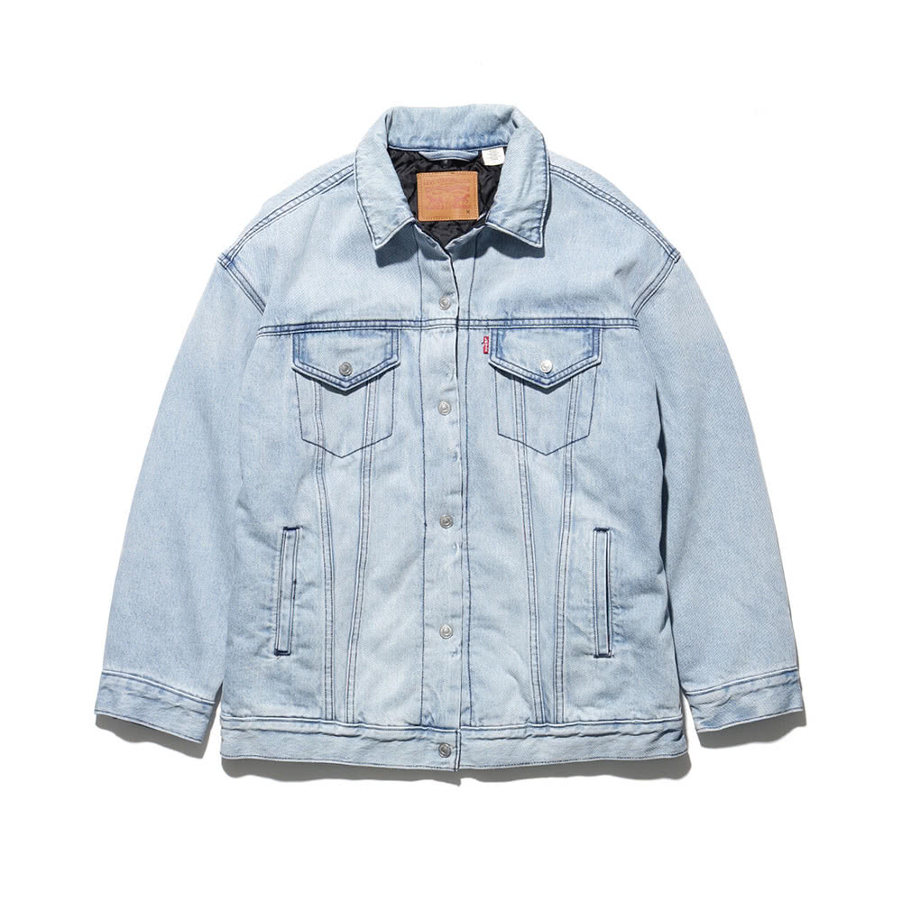 貨號：84677-0000levis 女款 牛仔外套 / boyfriend 寬鬆版型 / 豹紋毛領