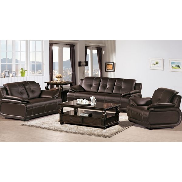 OB004-豪雅咖啡皮沙發組(19HY2/B253-01)【DD House】